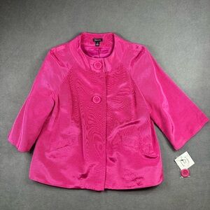NWT Relativity Vintage Style Pink Blazer Swing Two Button 3/4 Sleeve